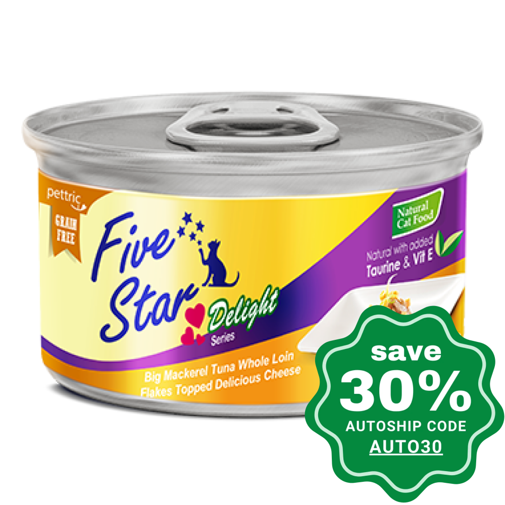 Five Star - Delight Series - Big Mackerel Tuna Whole Loin Flakes Topped Delicious Cheese - 80G (24 cans) - PetProject.HK