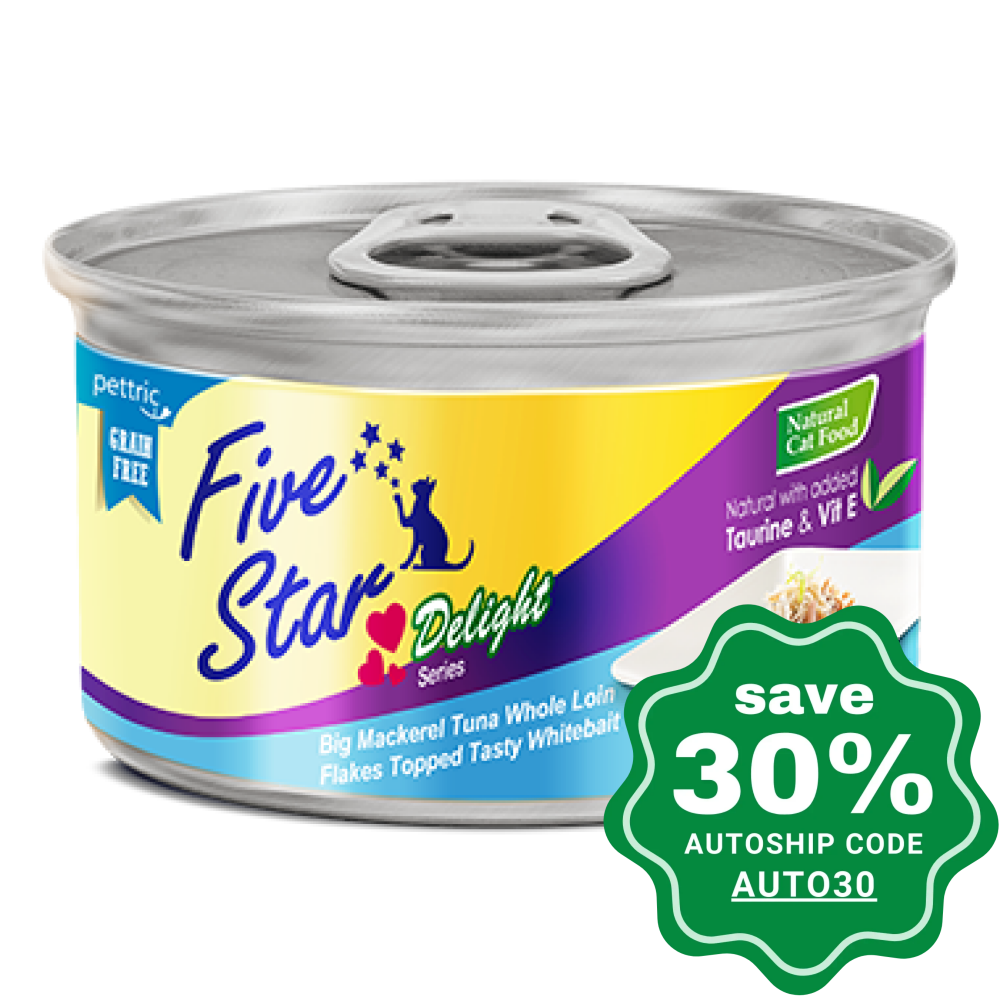 Five Star - Delight Series - Big Mackerel Tuna Whole Loin Flakes Topped Tasty Whitebait - 80G (24 cans) - PetProject.HK