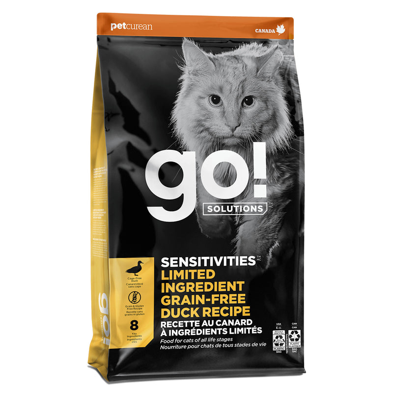 GO! SOLUTIONS - 敏感貓糧 - 低敏無穀鴨肉配方 - 16磅