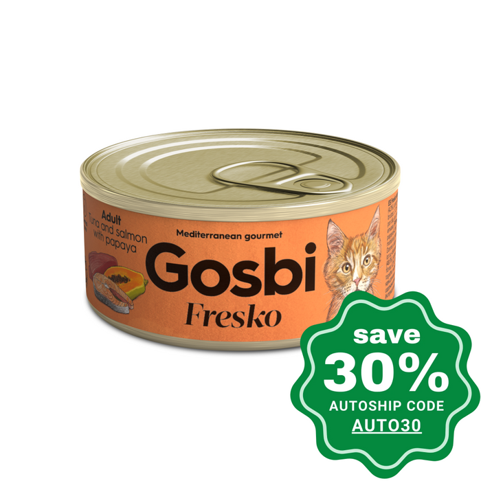 Gosbi - Wet Food For Adult Cats Salmon & Papaya 70G (Min. 32 Cans)
