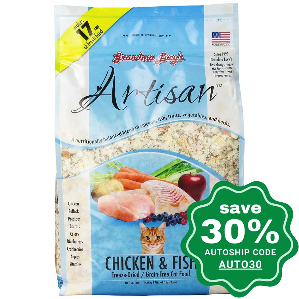 Grandma Lucy's - Artisan Freeze Dried Chicken  & Fish Grain Free Cat Food - 3LB - PetProject.HK