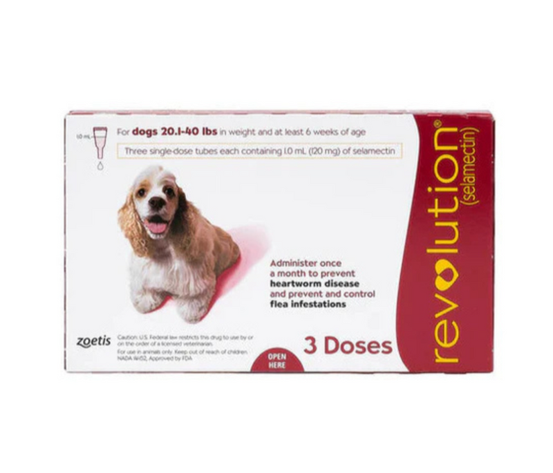 Revolution - Parasite Control for Medium Dogs - Red 20.1-40lbs - 120MG