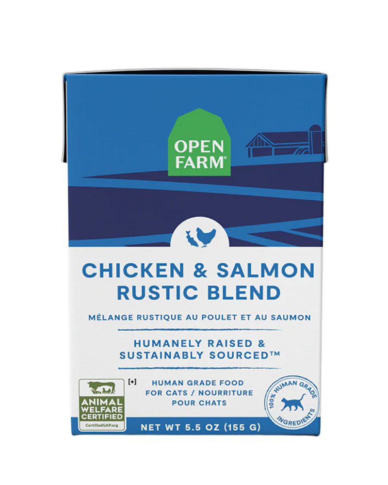Open Farm - Wet Food for Cats - Grain Free Rustic Blend Chicken & Salmon Recipe - 5.5OZ (min. 24 cartons)