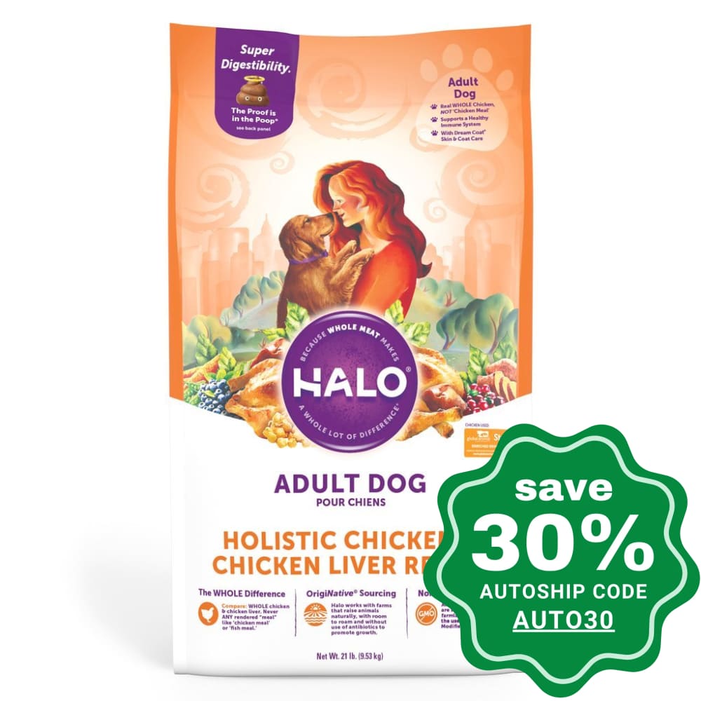 Halo - Adult Dry Dog Food Holistic Chicken & Liver Recipe 4Lb Dogs