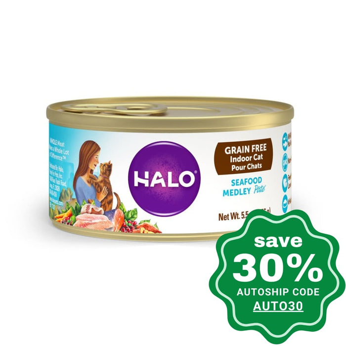 Halo - Grain-Free Indoor Canned Cat Food Seafood Medley Pate Recipe 5.5Oz Cats