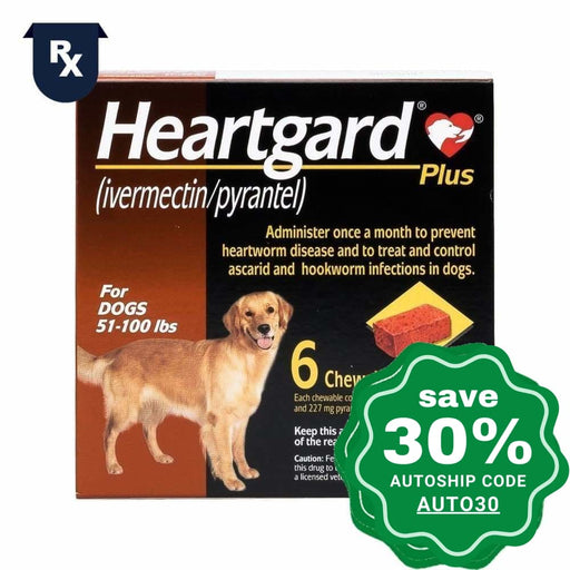 Heartgard - Plus Chewable Tablets For Dogs 51-100 Lbs 6 Tabs