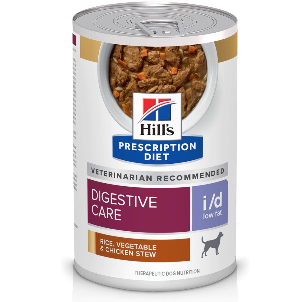 希爾處方糧 - 濕狗糧 - 犬用 i/d 低脂消化保健罐裝 - 米飯、蔬菜和雞肉燉菜 - 12.5 盎司（至少 12 罐）