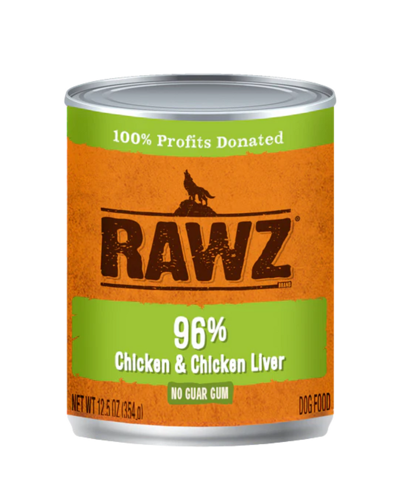 Rawz - 狗用濕糧 - 96% 雞肉和雞肝罐頭配方 - 354克（至少 12 罐）