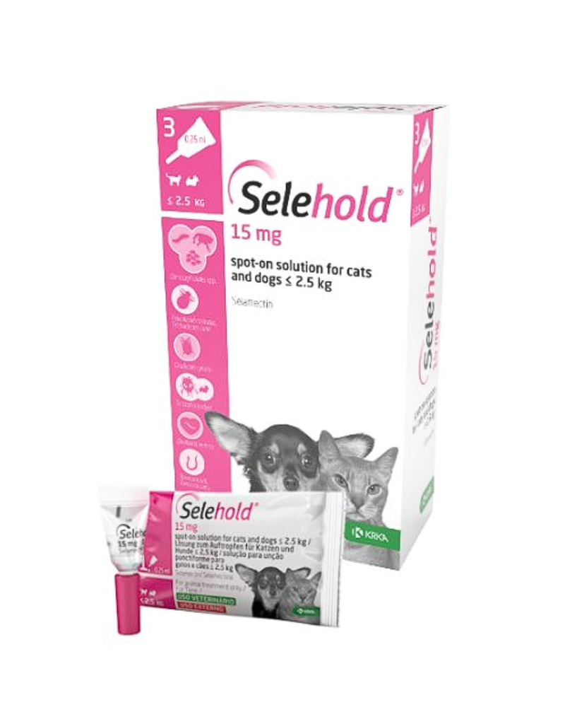 Selehold - Spot On Solution 15mg for Puppies & Kittens ≤2.5kg - 1BOX