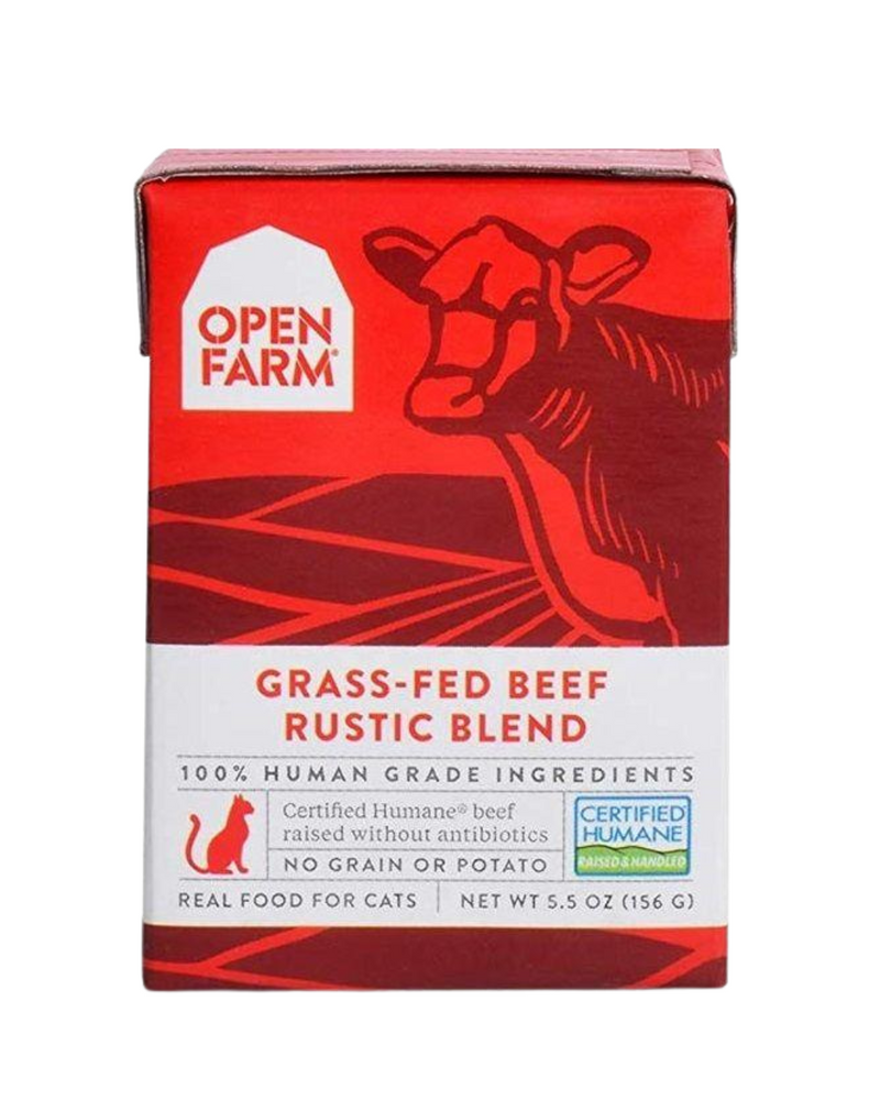 Open Farm - Wet Food for Cats - Grain Free Rustic Blend Grass-Fed Beef Recipe - 5.5OZ (min. 24 cartons)