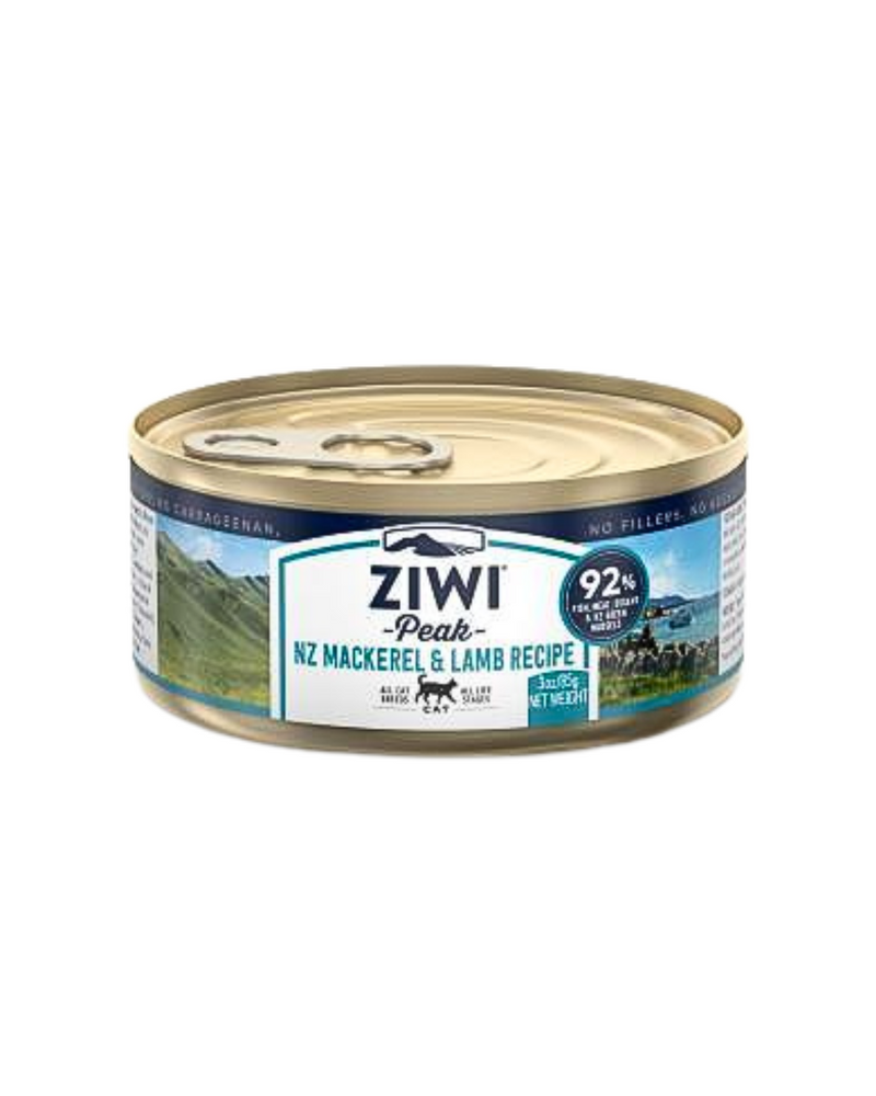 Ziwipeak - 濕潤鯖魚和羊肉配方貓罐頭 - 85克（最少24罐）