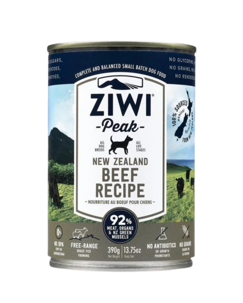 Ziwipeak - 濕潤牛肉配方狗罐頭 - 390克（至少12罐）