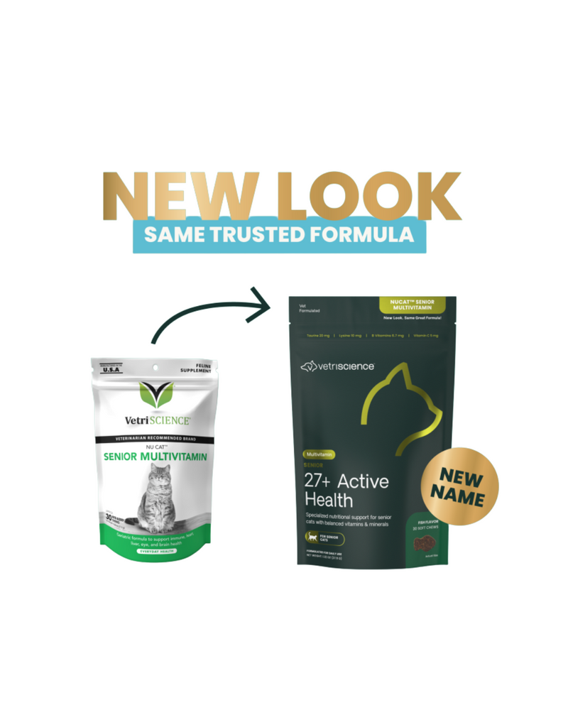 VetriScience - Supplements for Cats - NU Cat Senior Multivitamin Bite-Sized Chews - 30 Bite-Sized Chews
