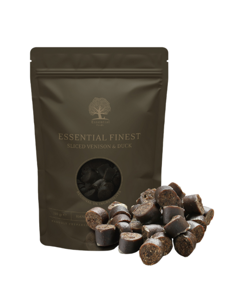 Essential Foods - Dried Treats For Dogs - Finest Sliced Venison & Duck - 110G