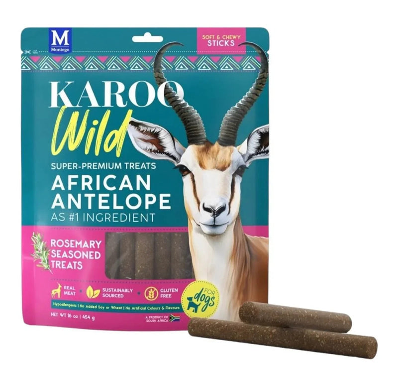 Karoo Wild - 狗狗零食 - 非洲羚羊肉零食 - 迷迭香棒 - 454克