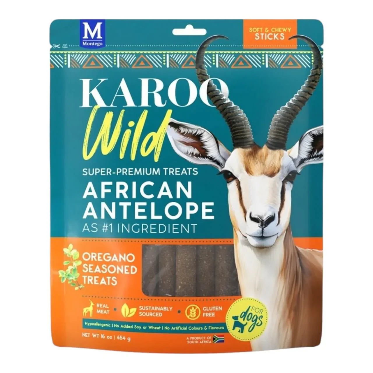 Karoo Wild - 狗狗零食 - 非洲羚羊肉零食 - 牛至棒 - 454克