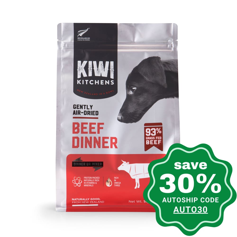 Kiwi Kitchens - Air-Dried Dog Food - Grass Fed Beef Dinner - 1KG - PetProject.HK