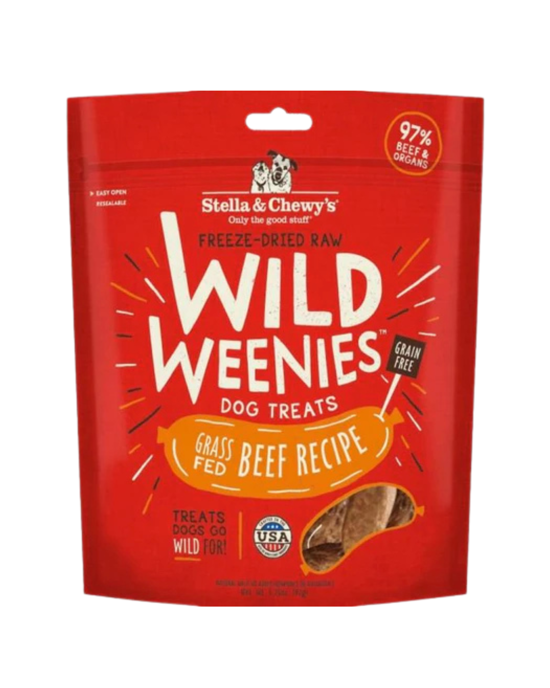 Stella & Chewy's - Freeze Dried Raw Treats For Dogs - Wild Weenies - Grass Fed Beef - 3.25OZ