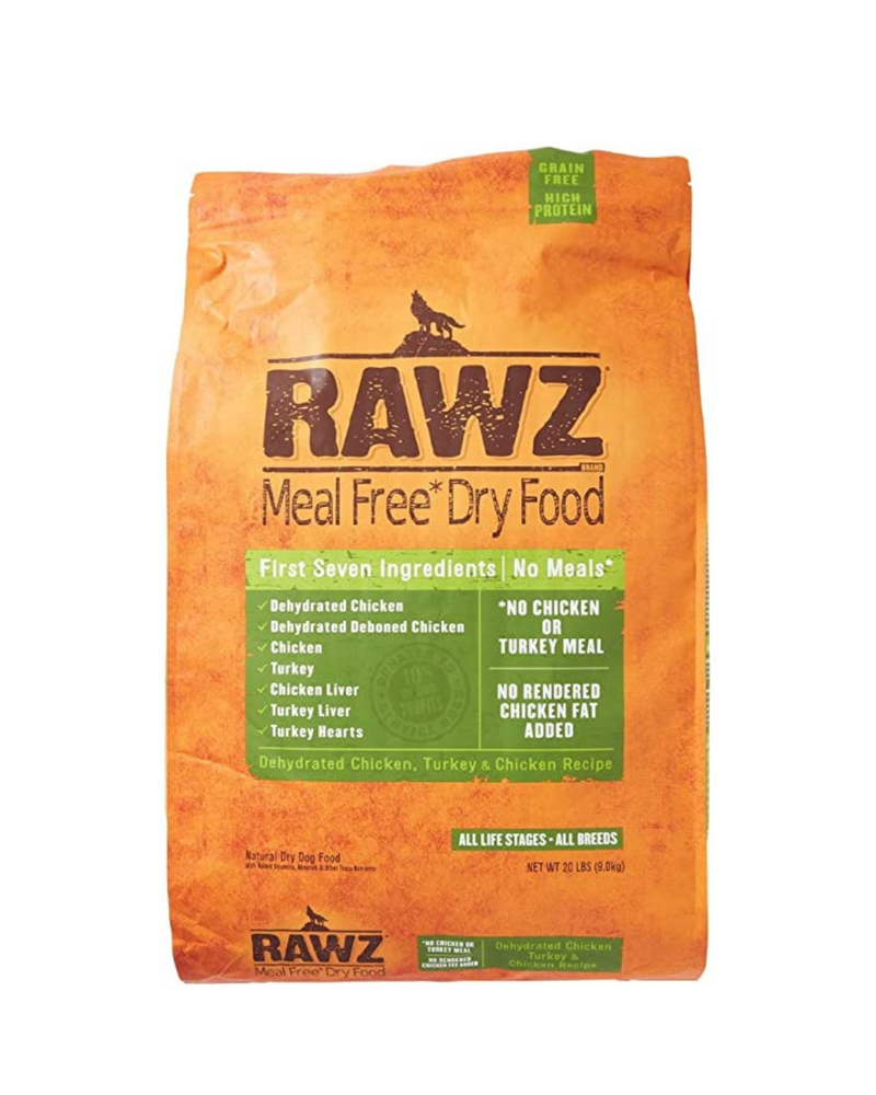 Rawz - 狗狗乾糧 - 無粉脫水雞肉、火雞肉和雞肉配方 - 20磅