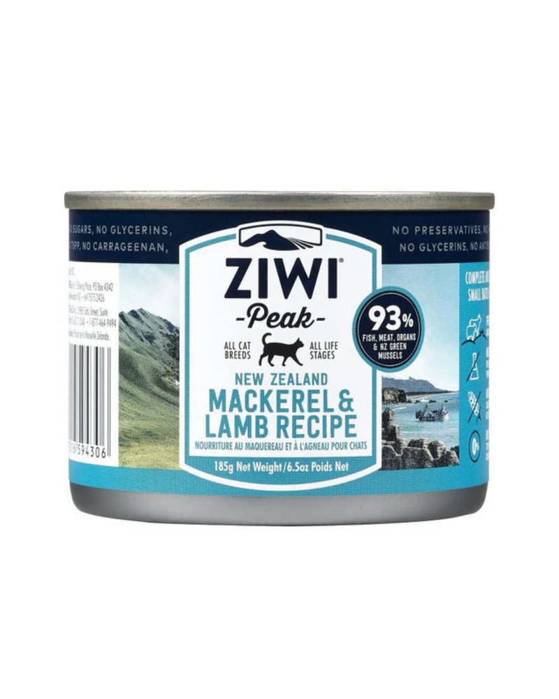 Ziwipeak - 濕潤鯖魚和羊肉配方貓罐頭 - 185克（至少12罐）