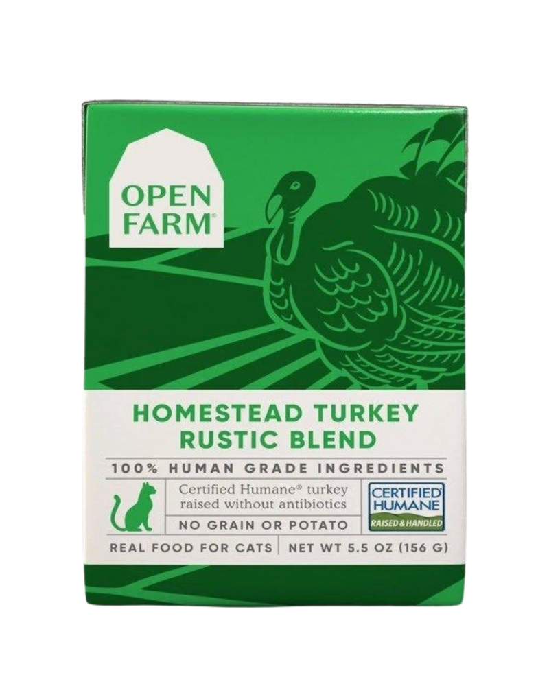 開放農場 - 貓用濕糧 - 無穀物鄉村混合家園火雞配方 - 5.5 盎司（至少 24 盒） 