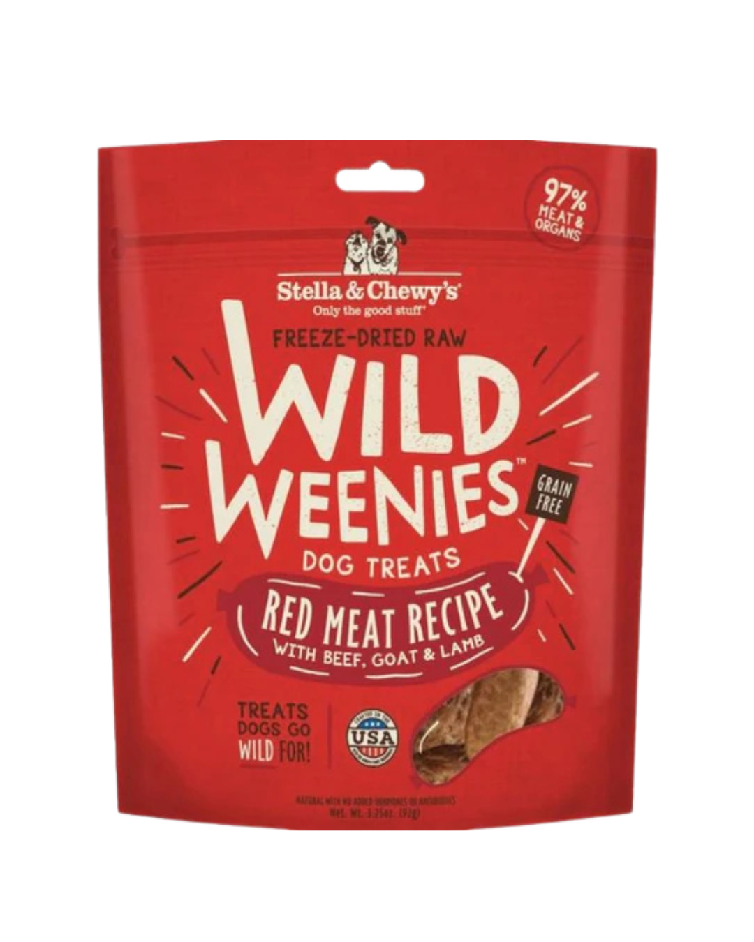 Stella & Chewy's - Freeze Dried Raw Treats For Dogs - Wild Weenies - Red Meat (Beef, Goat, Lamb) - 3.25OZ