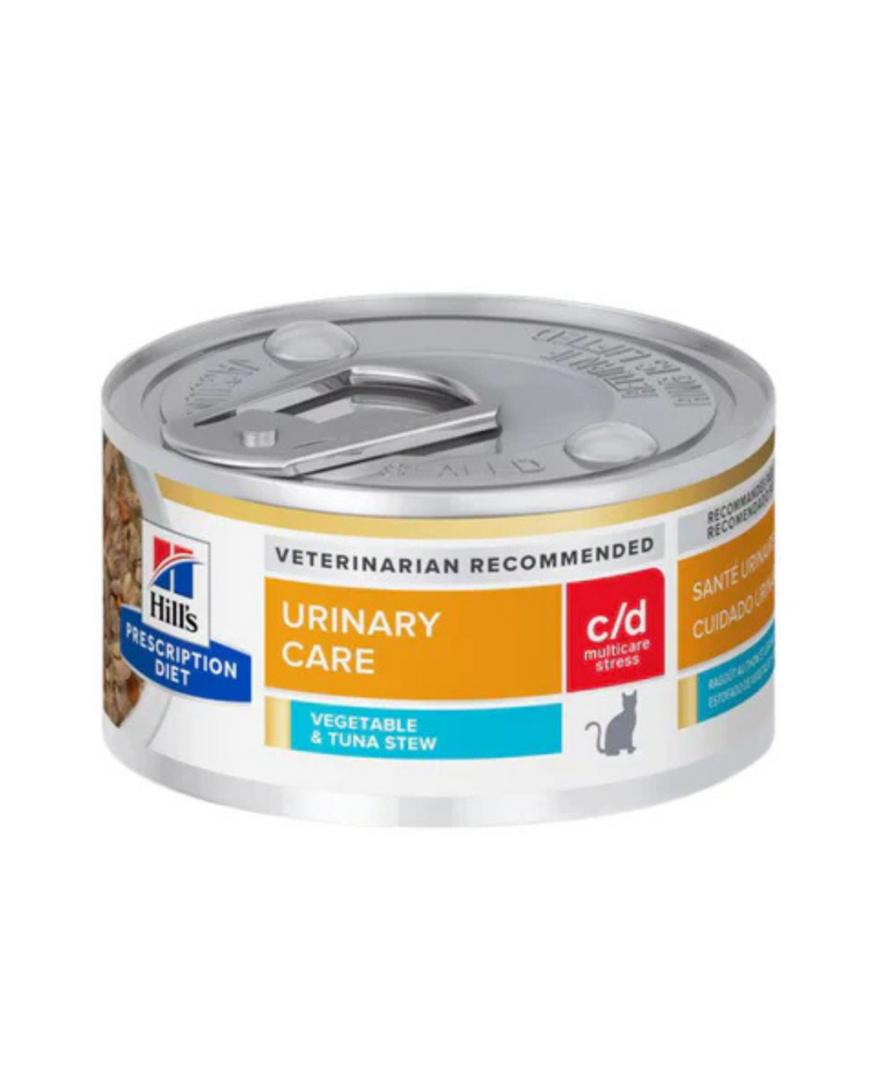 Hill's Prescription Diet - Wet Cat Food - Feline c/d Urinary Multicare Stress Canned - Vegetable & Tuna Stew - 2.9OZ (min. 24 cans)