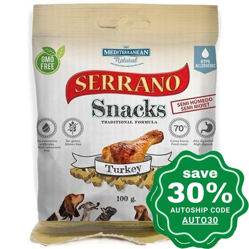 Mediterranean Natural - Serrano Dog Snacks Turkey 100G (Min. 6 Packs) Dogs