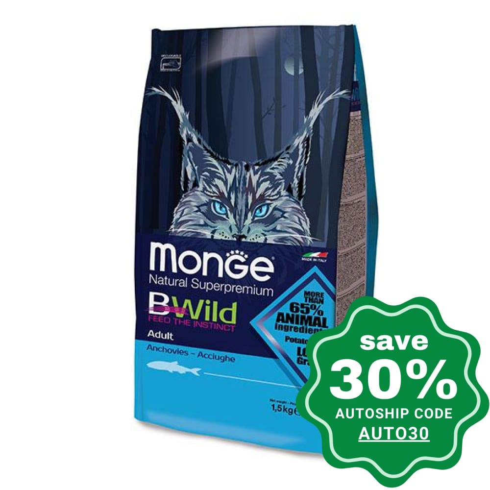 Monge - BWild Adult Dry Cat Food - Anchovies - 1.5KG - PetProject.HK