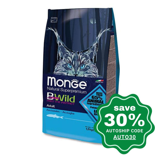 Monge - BWild Adult Dry Cat Food - Anchovies - 10KG - PetProject.HK