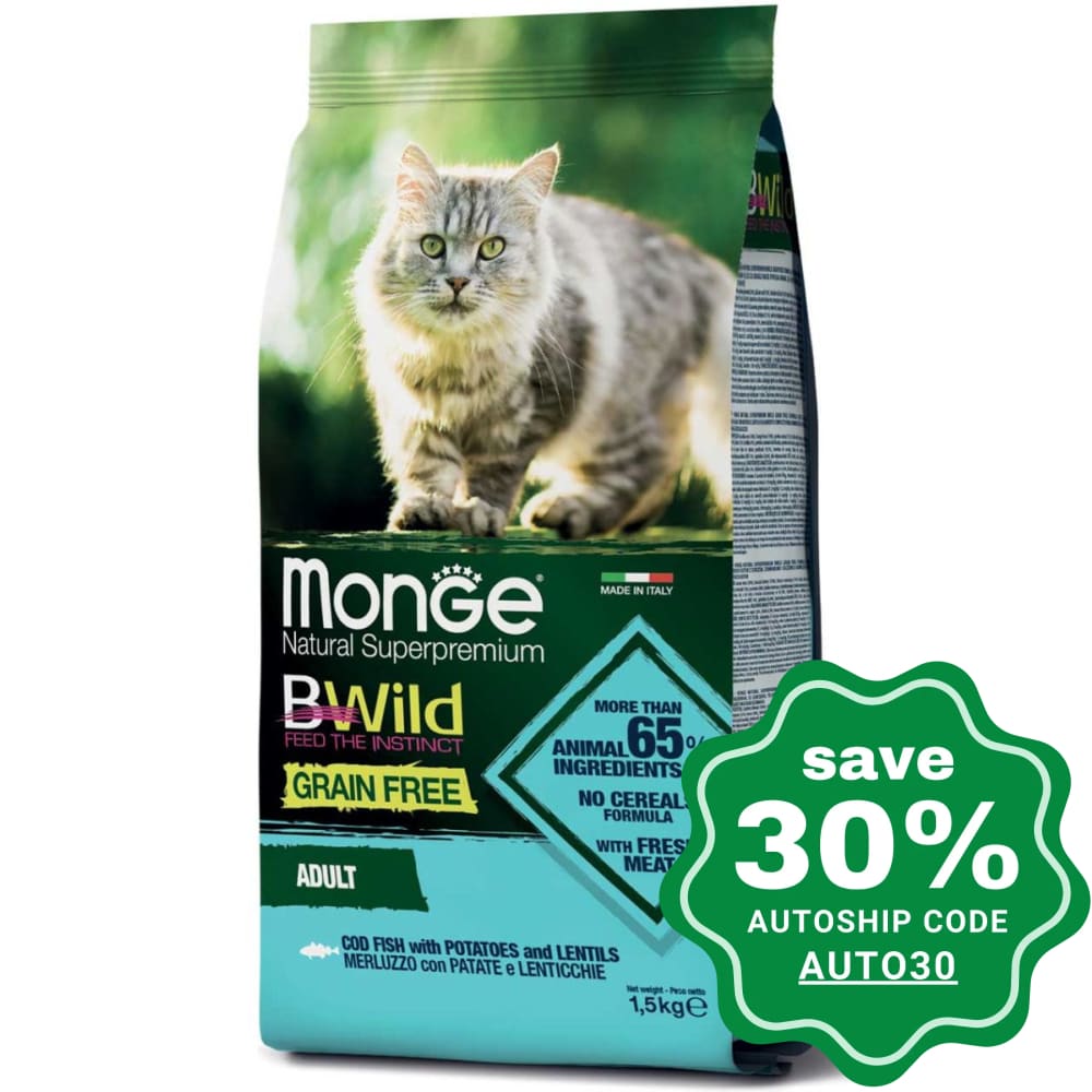 Monge - Bwild Grain-Free Dry Cat Food Cod Fish Recipe 1.5Kg (Min. 4 Packs) Cats