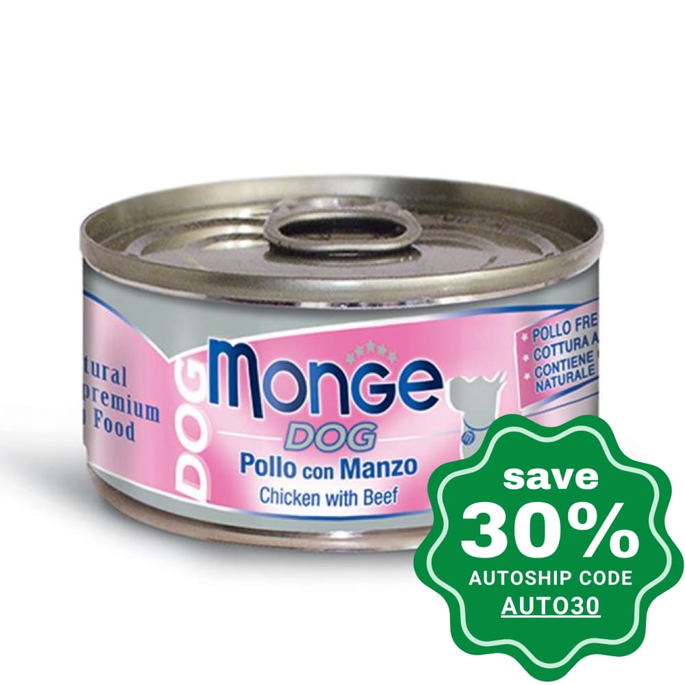 Monge - Chicken with Beef Canned Dog Food - 95G (24 Cans) - PetProject.HK