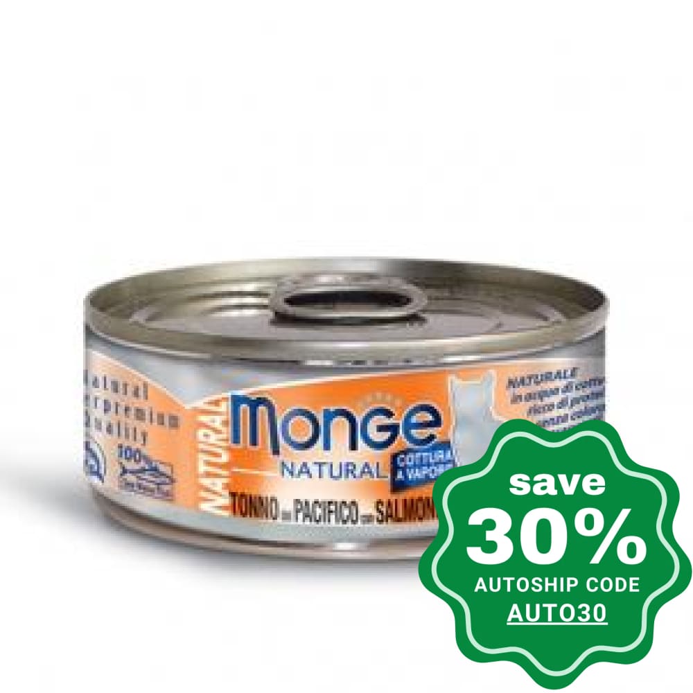 Monge - Natural - Yellowfin Tuna with Salmon Canned Cat Food - 80G (24 Cans) - PetProject.HK