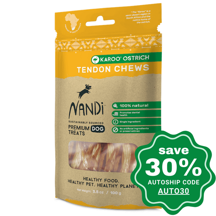 Nandi - Dog Chew Treats - Karoo Ostrich Tendon - 100G - PetProject.HK