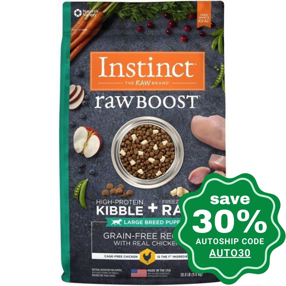 Nature's Variety Instinct - Dog Dry Food - Raw Boost Grain-Free with Chicken - Large Breed Puppy - 20LB - PetProject.HK