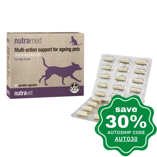 Nutravet - Nutramed For Multi-Action Support Ageing Pets 60Caps Dogs & Cats