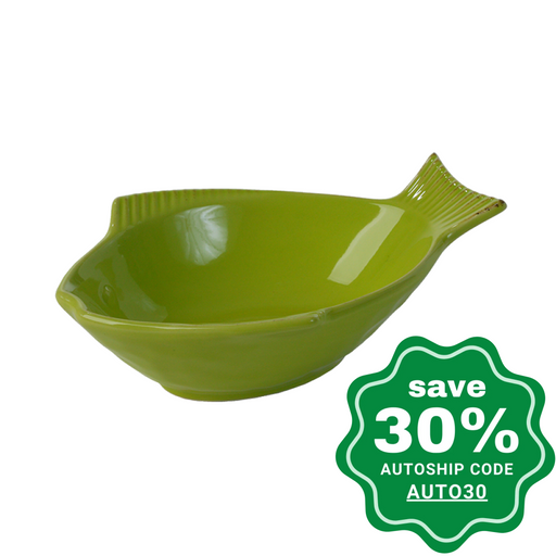 One for Pets - Fish Shaped Bowl - Green - 7" - PetProject.HK