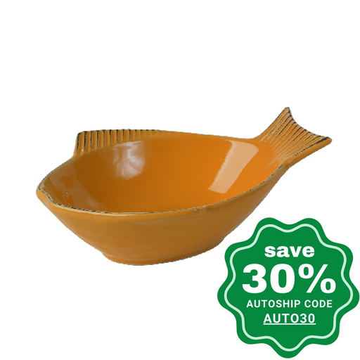 One for Pets - Fish Shaped Bowl - Yellow - 7" - PetProject.HK