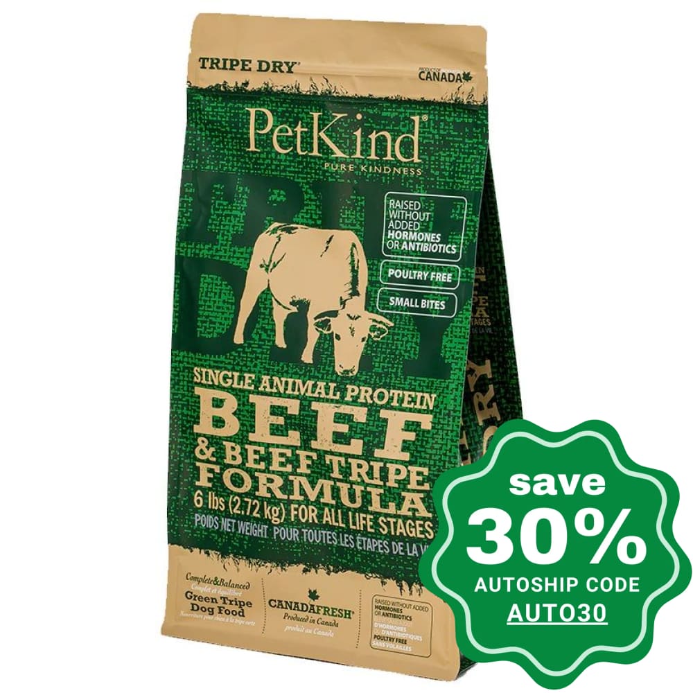 Petkind - Dry Food For Dogs Tripe Single Animal Protein Green Beef Formula 6Lb