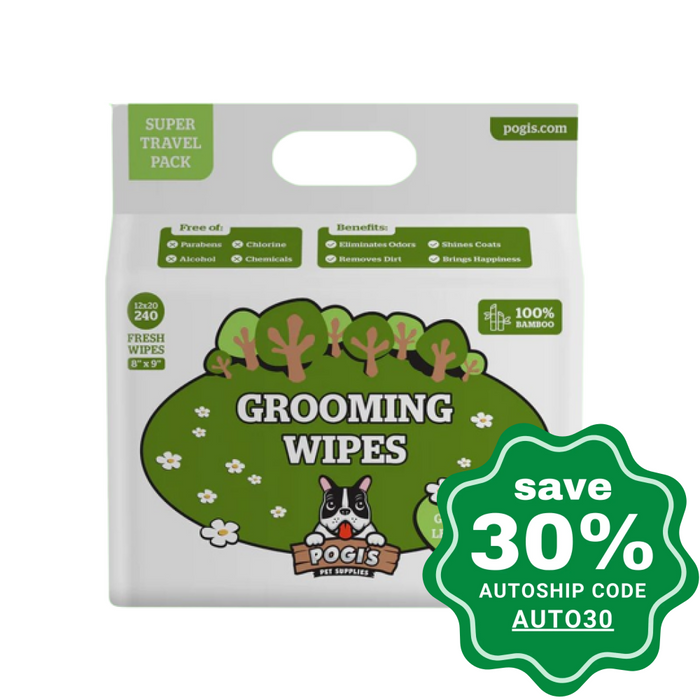 Pogis Pet Supplies - Grooming Wipes Green Tea 240 Packs 20 X 23 Cm Dogs & Cats