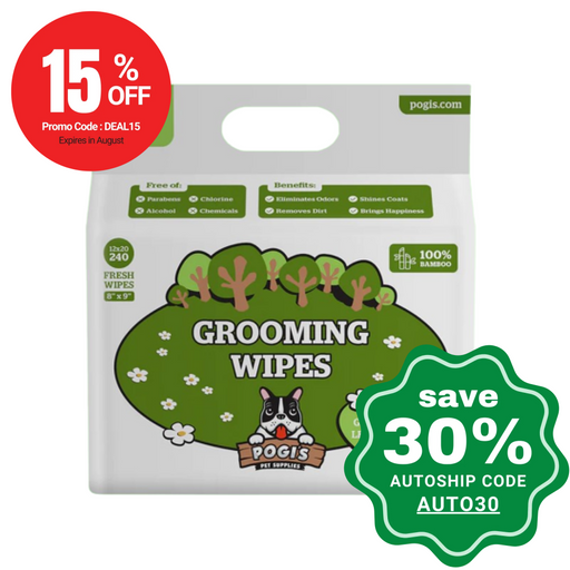 Pogis Pet Supplies - Grooming Wipes Green Tea 240 Packs 20 X 23 Cm Dogs & Cats