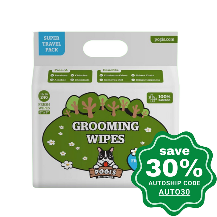 Pogis Pet Supplies - Grooming Wipes Unscented 240 Packs 20 X 23 Cm Dogs & Cats