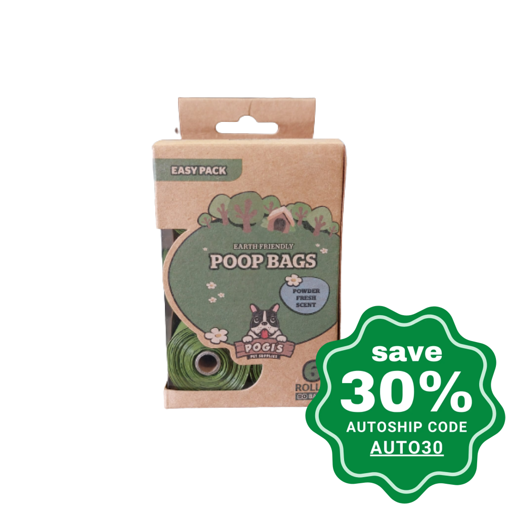 Pogis Pet Supplies - Poop Bags Powder Fresh Scent 6 Packs Dogs