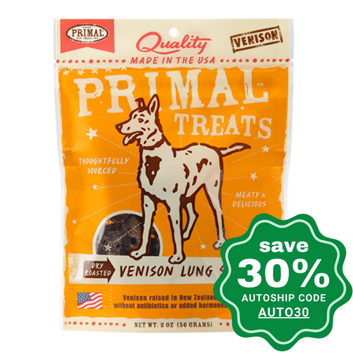 Primal - Treats - Dry Roasted Venison Lung Snaps - 2OZ - PetProject.HK