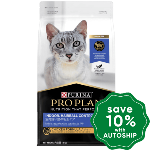 Purina - Pro Plan Adult Indoor & Hairball Control Dry Cat Food Chicken 1.5Kg Cats