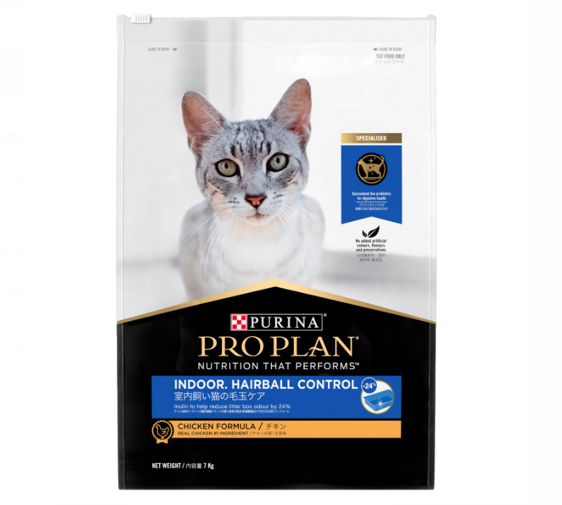 Purina - Pro Plan Adult Indoor & Hairball Control Dry Cat Food Chicken 7Kg Cats