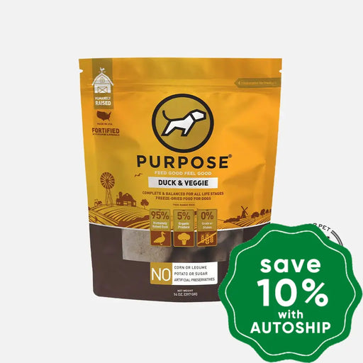 Purpose - Freeze Dried Raw Dog Food Single Protein Duck & Veggie 14Oz Dogs
