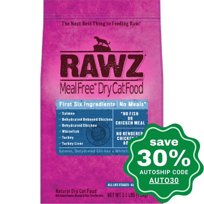 Rawz - Dry Food For Cats Meal Free Salmon Dehydrated Chicken & Whitefish Recipe 7.8Lb