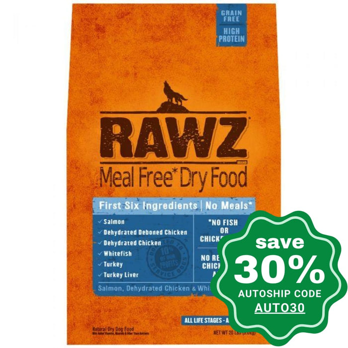 Rawz - Dry Food For Dogs Meal Free Salmon Dehydrated Chicken & Whitefish Recipe 20Lb