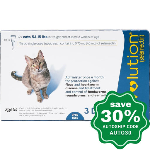 Revolution - Topical Solution For Cats 2.6-7.5Kg (Blue) 45Mg 3Pcs
